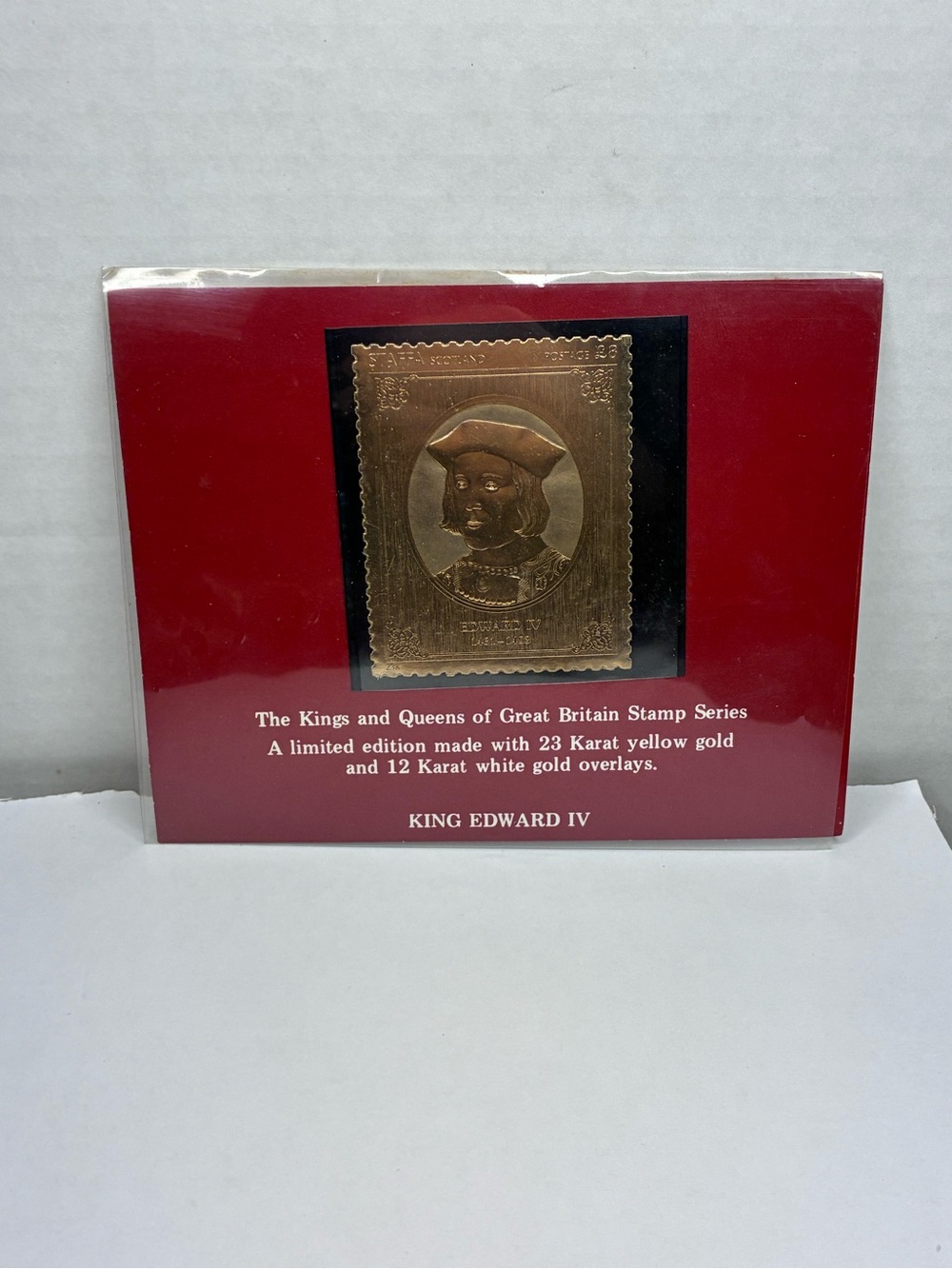 King Edward IV Great Britain Stamp Series 23K Yellow Gold 12K White Gold 1977
